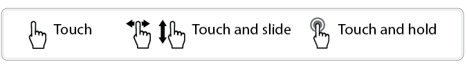 Touch · Touch and slide · Touch and hold